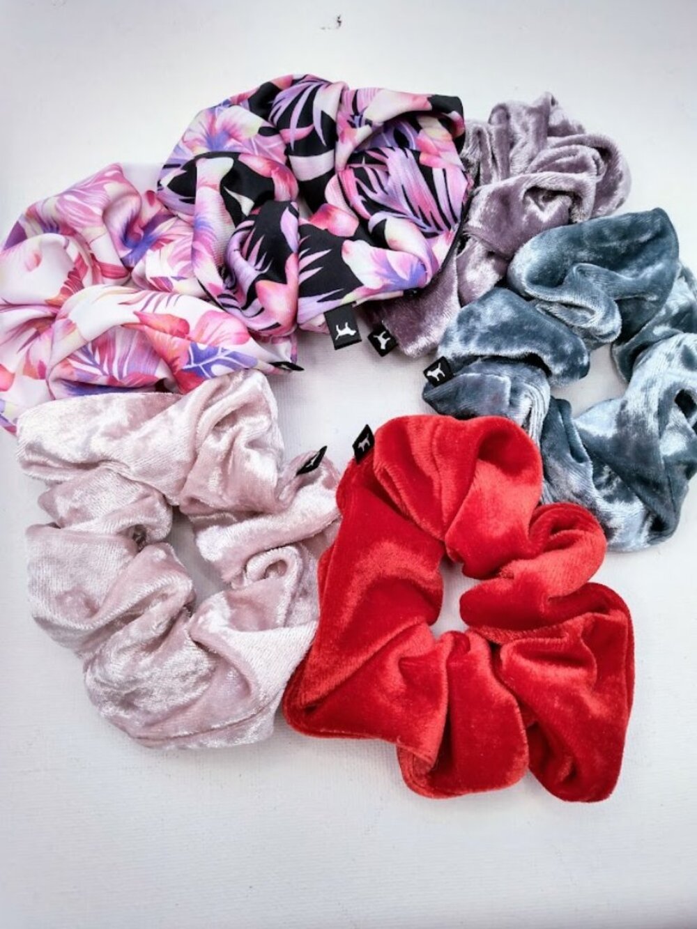 Victoria's Secret PINK Hair Scrunchies Beauty Bundle - Lot of 6 Velvet & Nylon